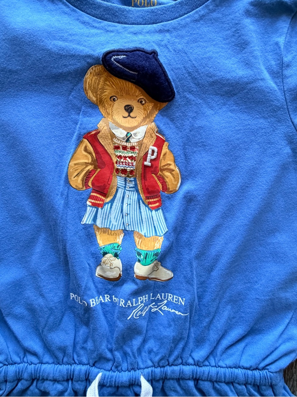 Ralph Lauren Blue Bear Graphic Drawstring Dress - Picture 2 of 4